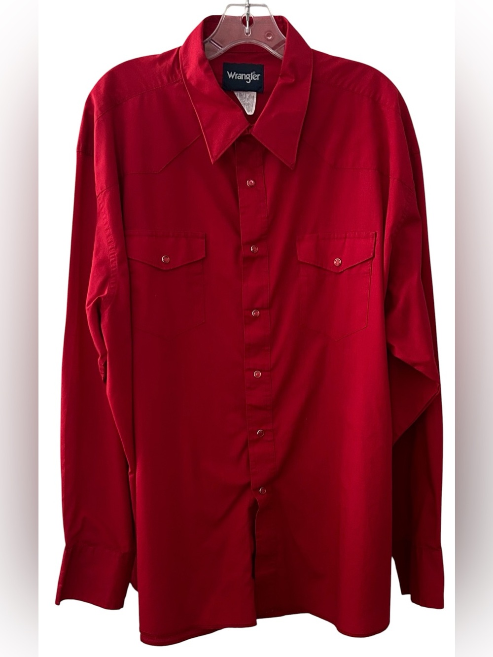 Wrangler Men’s Red Western Style Long Sleeve with Pearl Snap Buttons Size XXL